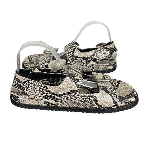 Anthropologie Freda Salvador Snake Print Double Buckle Sandals Size 10 - Picture 4 of 9
